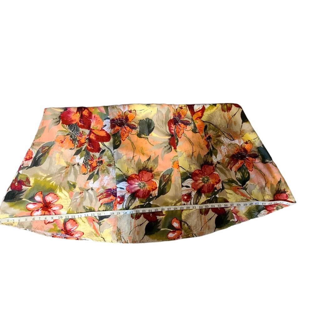 Koret Floral Midi Skirt Size 14 Vintage Red Orange Green Rayon A-Line Pleated - Picture 11 of 12
